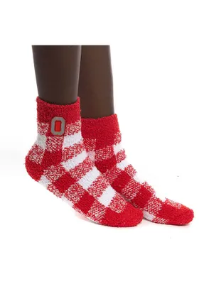 Ohio State Buckeyes Buffalo Check Fuzzy Womens Quarter Socks