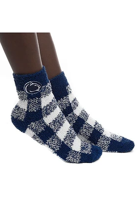 Penn State Nittany Lions Buffalo Check Fuzzy Womens Quarter Socks