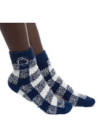 Penn State Nittany Lions Buffalo Check Fuzzy Womens Quarter Socks