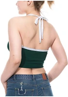 Michigan State Spartans Womens Green Crop Halter Tank Top