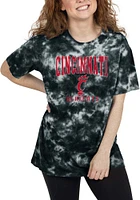 Cincinnati Bearcats Womens Black Tie Dye Oversized Short Sleeve T-Shirt