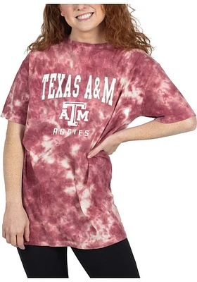 Texas A&M Aggies Womens Maroon Tie Dye Oversized Short Sleeve T-Shirt