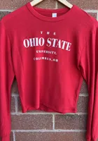 Ohio State Buckeyes Womens Red Crop Sweater Fleece LS Tee