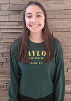 Baylor Bears Womens Green Crop Sweater Fleece LS Tee