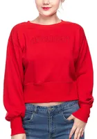 Ohio State Buckeyes Womens Red Wide Rib Crop Crew Sweatshirt
