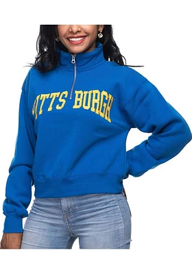 Pitt Panthers Womens Blue Cropped Qtr Zip