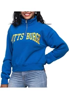 Pitt Panthers Womens Blue Cropped Qtr Zip