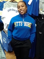 Pitt Panthers Womens Blue Cropped Qtr Zip