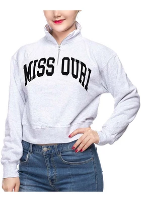 Missouri Tigers Womens Ash Cropped Qtr Zip