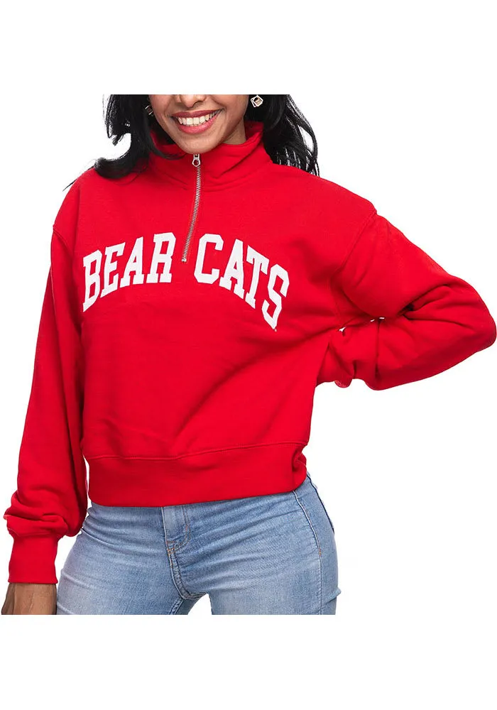 Cincinnati Bearcats Womens Red Cropped Qtr Zip