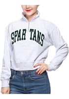 Michigan State Spartans Womens Ash Cropped Qtr Zip