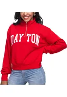 Dayton Flyers Womens Red Cropped Qtr Zip