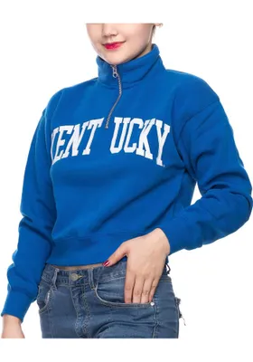 Kentucky Wildcats Womens Blue Cropped Qtr Zip