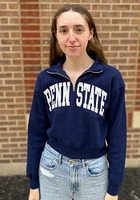 Penn State Nittany Lions Womens Navy Blue Cropped Qtr Zip