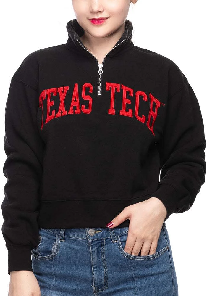 Texas Tech Red Raiders Womens Black Cropped Qtr Zip
