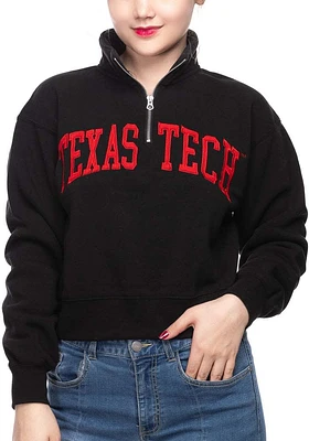Texas Tech Red Raiders Womens Black Cropped Qtr Zip