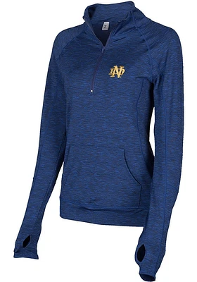 Notre Dame Fighting Irish Womens Navy Blue Touchdown Space Dye Qtr Zip Pullover