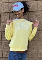 Kansas Jayhawks Womens Yellow Sport Crew Sweatshirt