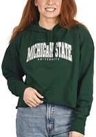 Michigan State Spartans Womens Green Cropped French Terry Hooded Sweatshirt