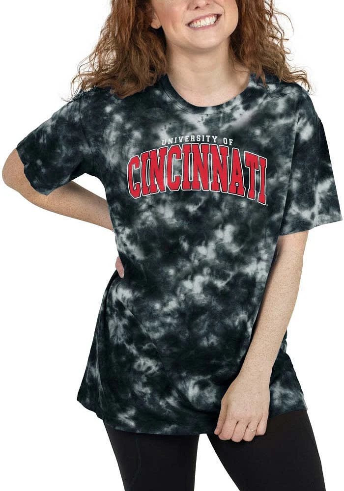 Cincinnati Bearcats Womens Black Tie Dye Logo Short Sleeve T-Shirt