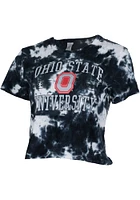 Ohio State Buckeyes Womens Black Cropped Tie Dye Short Sleeve T-Shirt