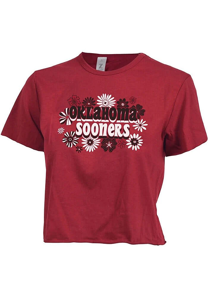 Oklahoma Sooners Womens Crimson Cropped Short Sleeve T-Shirt
