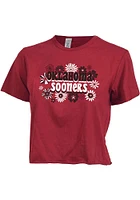 Oklahoma Sooners Womens Crimson Cropped Short Sleeve T-Shirt