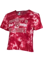 Oklahoma Sooners Womens Crimson Cropped Tie Dye Short Sleeve T-Shirt