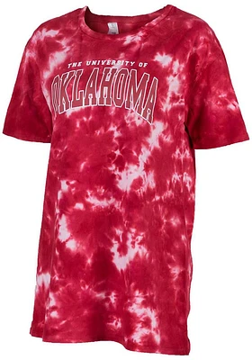 Oklahoma Sooners Womens Crimson Tie Dye Design Short Sleeve T-Shirt