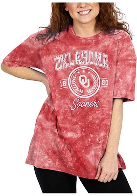 Oklahoma Sooners Womens Crimson Cloud Dye Style Short Sleeve T-Shirt