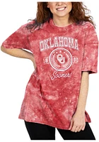 Oklahoma Sooners Womens Crimson Cloud Dye Style Short Sleeve T-Shirt