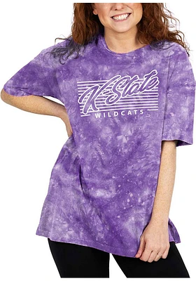K-State Wildcats Womens Purple Cloud Dye Short Sleeve T-Shirt