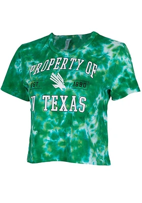North Texas Mean Green Womens Kelly Cropped Tie Dye Short Sleeve T-Shirt