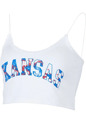 Kansas Jayhawks Womens White Cropped Tank Top