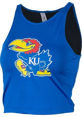 Kansas Jayhawks Womens Blue Cropped First Down Tank Top