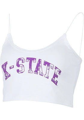 K-State Wildcats Womens White Cropped Tank Top