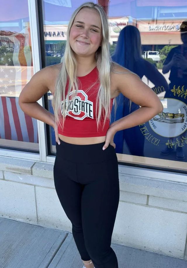 Ohio State Buckeyes Womens Red Cropped First Down Tank Top