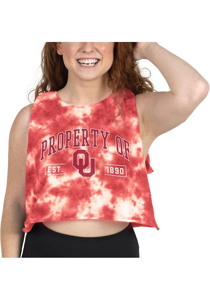 Oklahoma Sooners Womens Crimson Tie Dye Muscle Tank Top