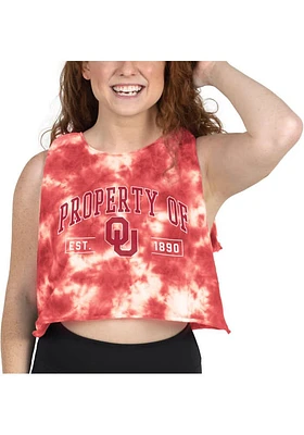 Oklahoma Sooners Womens Crimson Tie Dye Muscle Tank Top