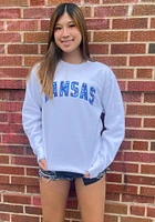 Kansas Jayhawks Womens White Sport Crew Sweatshirt
