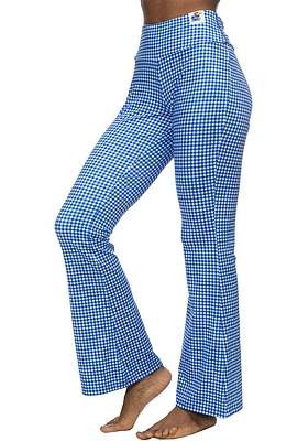 Kansas Jayhawks Womens Blue Gingham Flare Pants