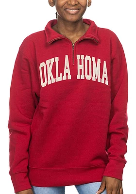 Oklahoma Sooners Womens Crimson Sport Fleece Qtr Zip