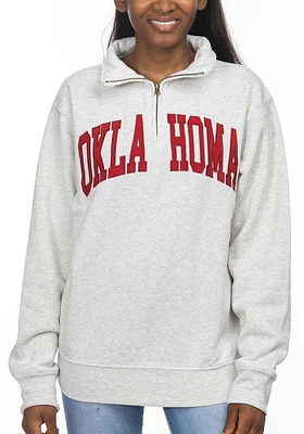 Oklahoma Sooners Womens Oatmeal Sport Fleece Qtr Zip