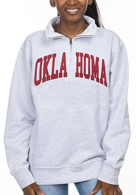 Oklahoma Sooners Womens Ash Sport Fleece Design Qtr Zip