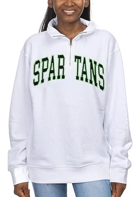 Michigan State Spartans Womens White Sport Fleece Qtr Zip