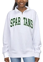 Michigan State Spartans Womens White Sport Fleece Qtr Zip