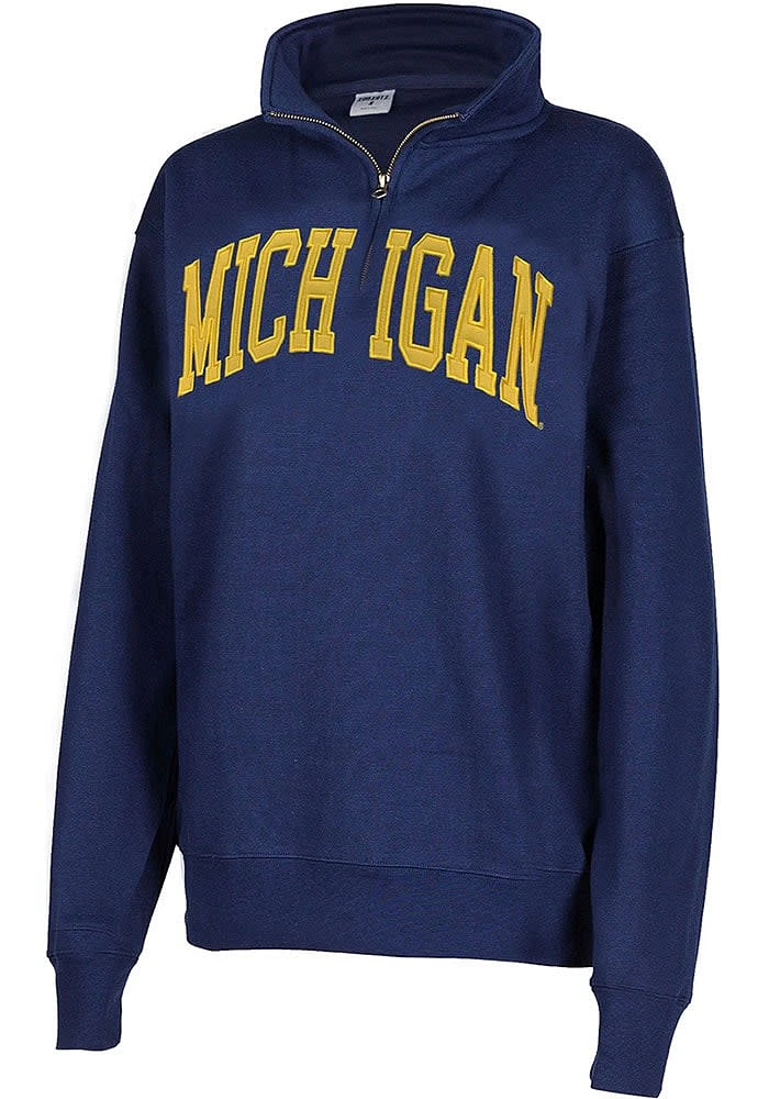 Michigan Wolverines Womens Blue Sport Fleece Qtr Zip
