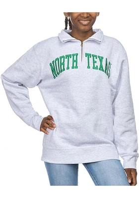 North Texas Mean Green Womens Ash Sport Fleece Qtr Zip