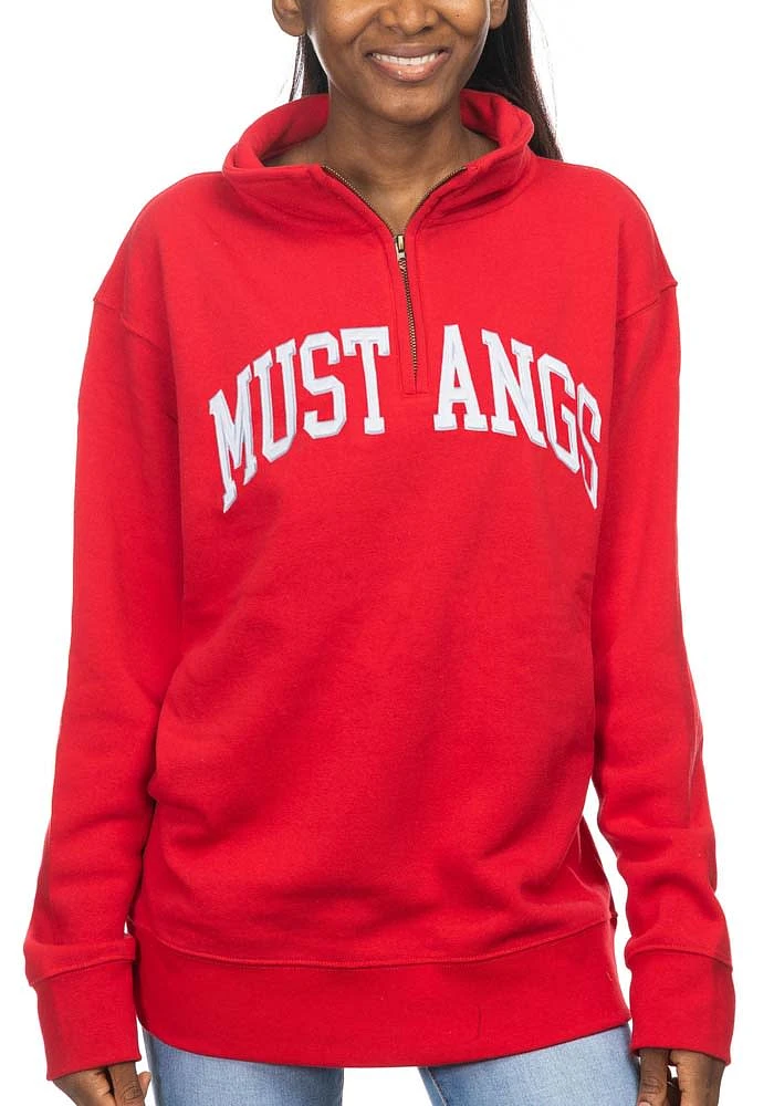 SMU Mustangs Womens Red Sport Fleece Qtr Zip