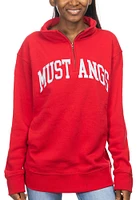 SMU Mustangs Womens Red Sport Fleece Qtr Zip